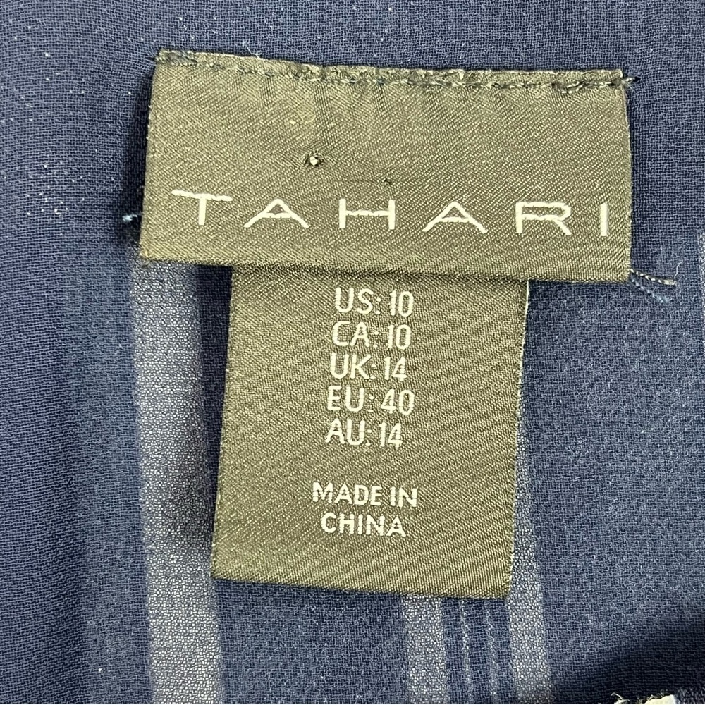 Tahari Womens Lined Wide Leg Jumpsuit Belted Romper Blue White Stripe Stretch 10 - Picture 10 of 11